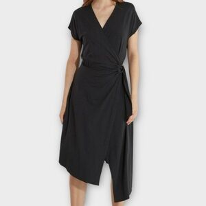 Joie Women’s Anjula Dress Medium Faux Wrap High Low Hem Ring Belt Caviar NWT